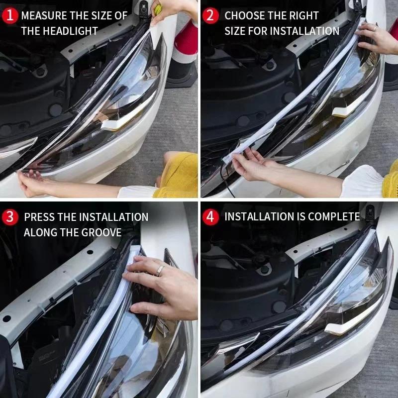 1pcs 30cm Car DRL LED Strip Flexible Water Resistant Daytime Running Lights Turn Signal Brake Multi-Color Function
