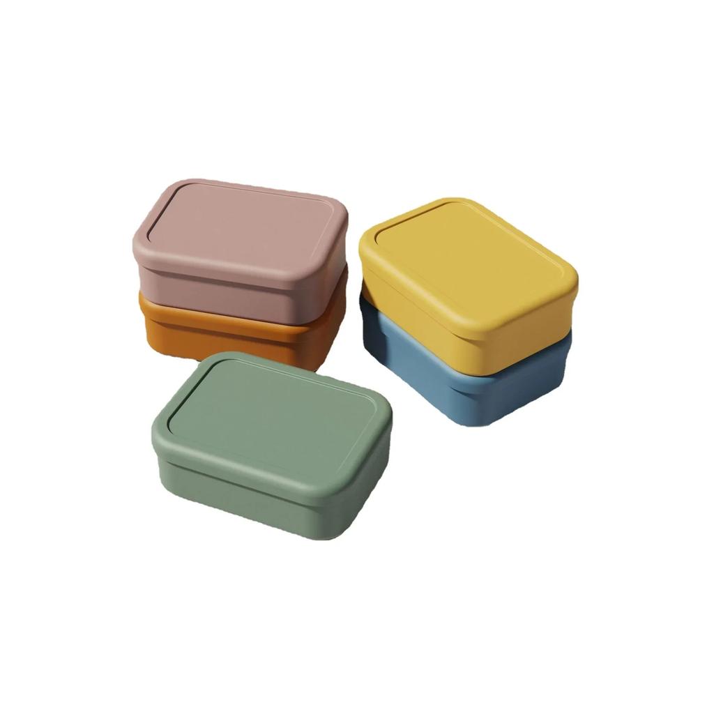 Tragbare versiegelte rechteckige Lunchbox mit Deckel, 3-teilige Silikon-Frischhaltebox, Bento-Aufbewahrungsschüssel für Obstsalat