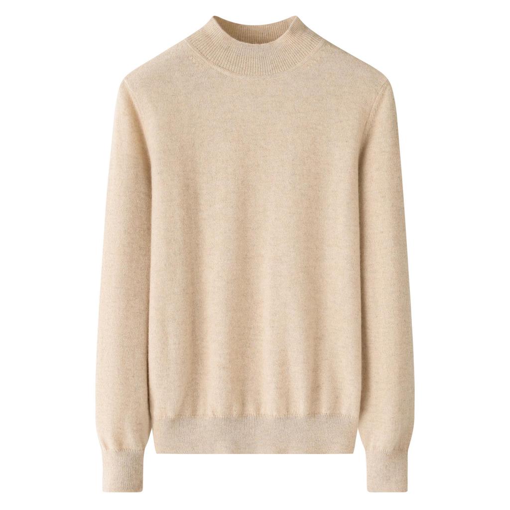 Women's Autumn/Winter Half-High Collar Cashmere Sweater - Solid Color, Short Pullover Base Layer.