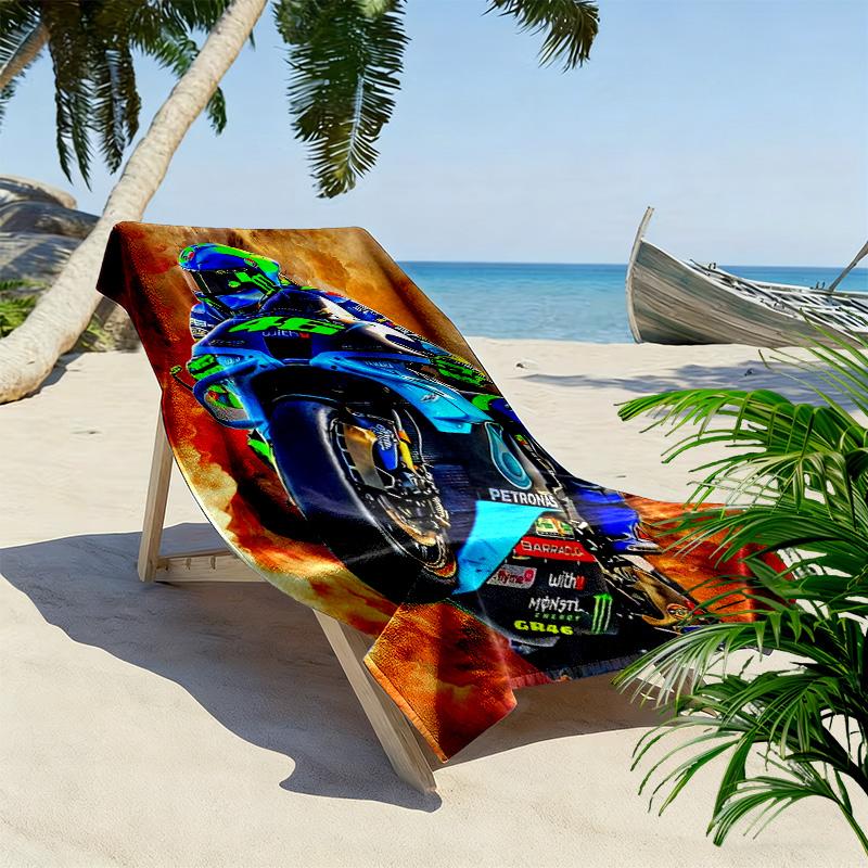 46 Motor Print Strandtuch, Großes Weiches Schnelltrocknendes Handtuch für Strand Camping Schwimmen