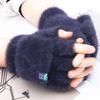 Winter Rabbit Fur Mittens Women Warm Gloves Feamle Girls Flip Plush Glove Fingerless Thicken Warm Mitten Work Gloves Half Finger