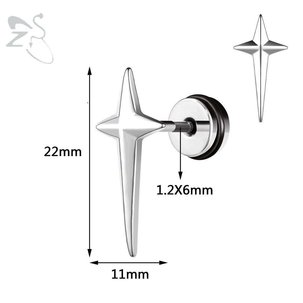 ZS 1PC 16G Cross Skeleton Finger Stainless Steel Stud Earring For Women Men Punk Rock Ear Conch Tragus Cartilag Helix Piercings