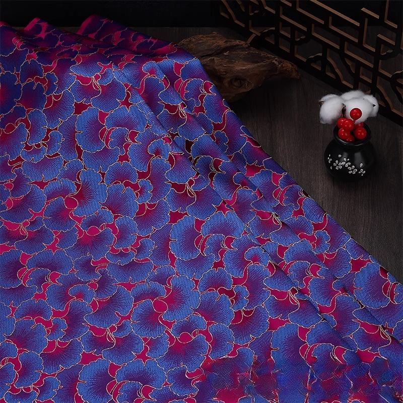 75x100cm Ginkgo Muster Jacquard Brokat Stoffe für Satin Kleid Designer Nähen Cheongsam Kimono Bekleidung DIY Patchwork Material