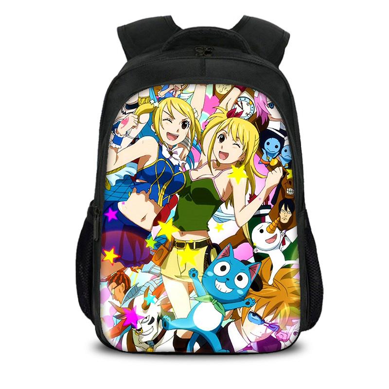 FAIRY TAIL Double layer Backpack Cartoon Anime Printed Student Boys and Girls New Large Capacity Versatile