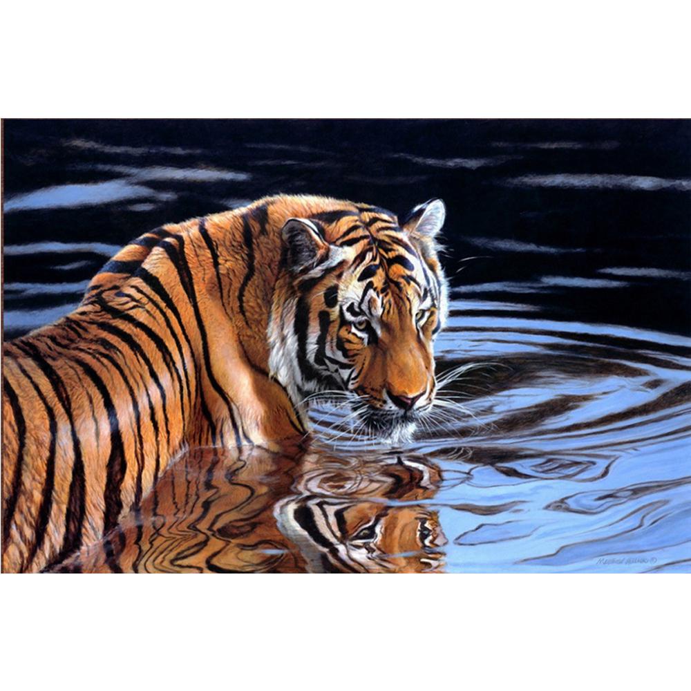 

ZOOYA 3D Алмазная вышивка Картина Вышивка крестом Круглый горный хрусталь Картина Животное Тигр