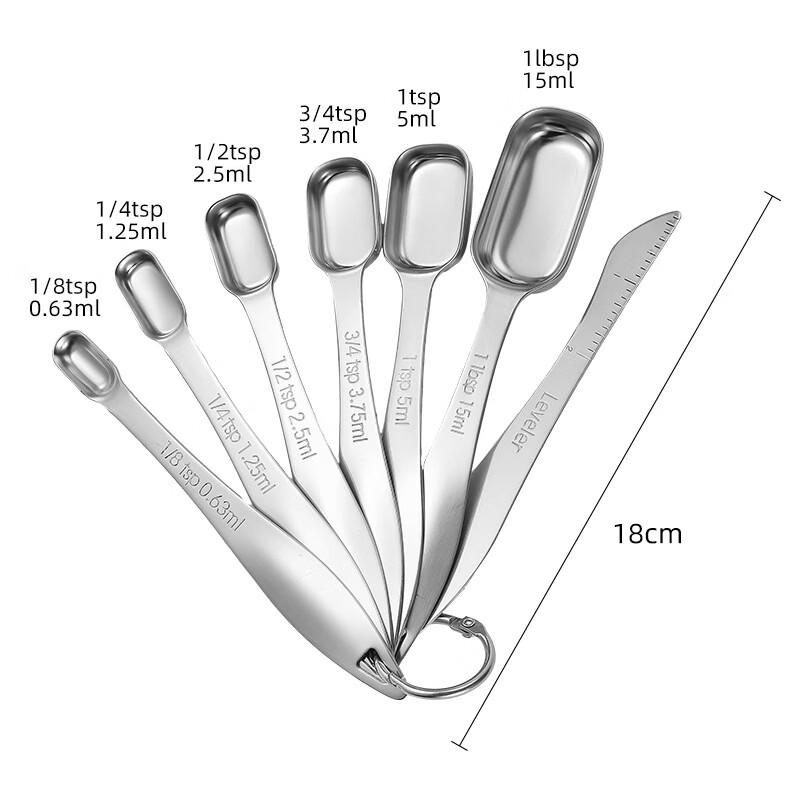 MDNG Stainless Steel Double Scale 7-Piece Measuring Spoon Set (2-Pack)