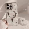 Magnetic Bracket 15Promax Transparent IPhone Case 16 Suitable for 13 Cute Bow Cat 12 Anti Fall