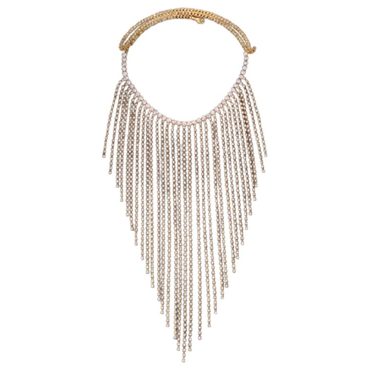 

Vintage Face Chain Blingbling Mask Chain Bridal Headpiece Glistening Crystal золотий