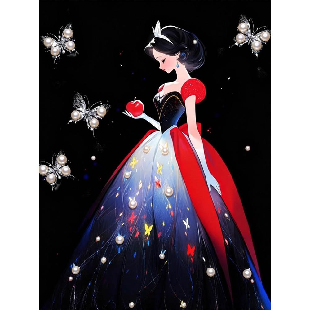 Disney Snow White White Hairband with Red Apple Pearl Decorations Set Pearl Puzzle Embroidered Home Decorative Handmade Gift 35x45cm