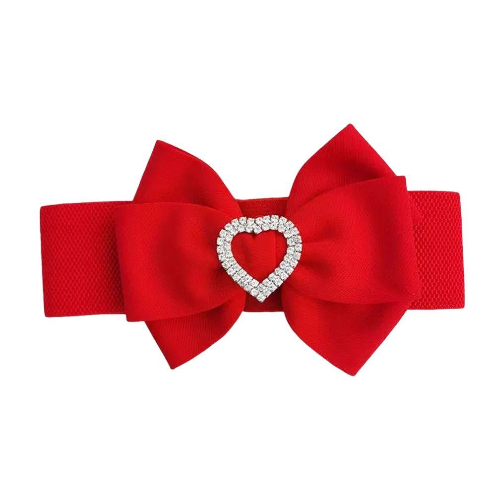 Rhinestone Wide Bow Corset Waist Belt PU Leather Waistband Strap  For Skirts Dress Top Clothes