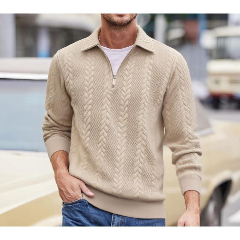 Spring and Autumn New Style Half-open Zipper Lapel Pullover Sweatshirt Casual Men's Clothing