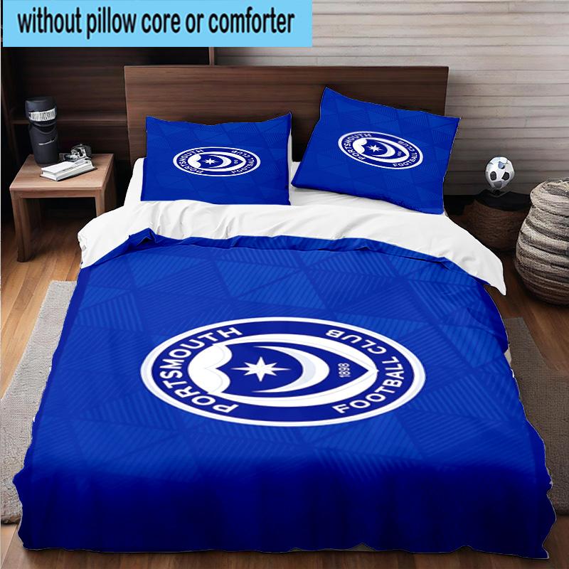 3pcs Portsmouth F.C Printed Bedding Set Duvet Cover Closure Includes 1 Duvet Cover & 2 Pillowcases Bedding Sets Home Decor Gifts