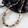 Maillard Caramel Tiger's Eye Stone Beaded Necklace Femininity Versatile Premium Sense Clavicle Chain Natural Stone Handmade