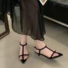 Bailamos2025 Summer New Women Sandals Thin Low Heel Ankle Strap Dress Party Shoes Fashion Narrow Band Ladies Gladiator Shoes