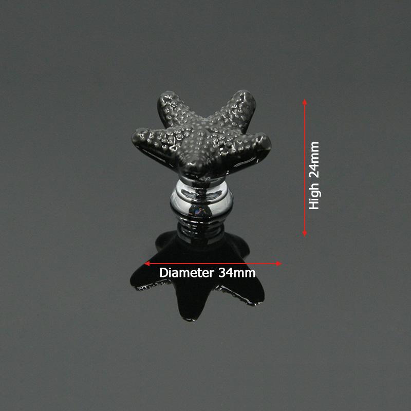 KAK Starfish Ceramic Drawer Knobs Cabinet Pulls Kitchen Handles Cartoon Furniture Handle for Kids Room Furniture Hardware