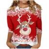 Spring and Autumn Round Neck Christmas Themed Pattern 3D Printed Top Fashionable Casual Long Sleeved Women's T-shirts