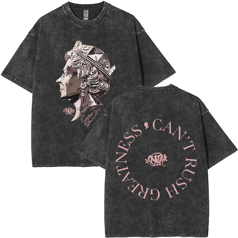 Washed Vintage Rapper Central Cee Face Graphic Tshirt Men Women Hip Hop Fashion Short Sleeve T Shirts Mens Oversized Streetwear