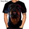 Fashion Personality Design Cute Pet Dog Rottweiler 3D Printed T-Shirt Funny Stylish Round neck Short sleeved Men's T-shirts