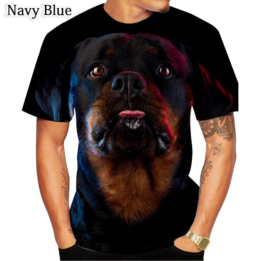 Fashion Personality Design Cute Pet Dog Rottweiler 3D Printed T-Shirt Funny Stylish Round neck Short sleeved Men's T-shirts