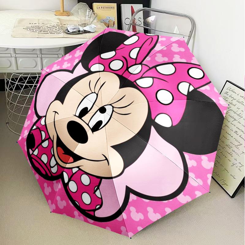 1PC Minn Mouse Printed Umbrella Folding umbrella, automatic umbrella 8-Frame for Travel, camping Fan gifts Christmas Gifts