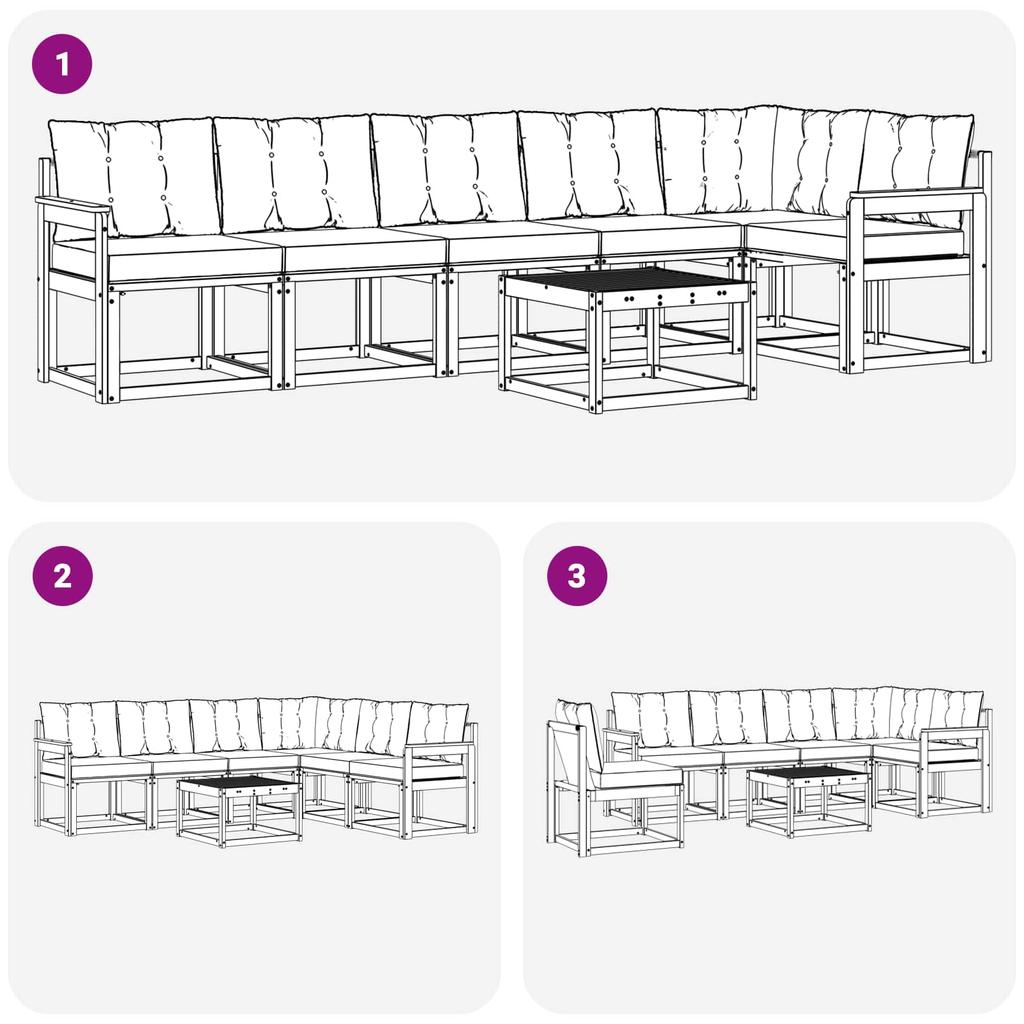 Outdoor Sofa Set with Cushions 7 pcs Natural and Black