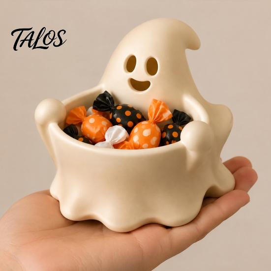 Jewelry Desktop Organizer 3D Printed Halloween Ghost Bowl, Trick or Treat Snack Candy Nut Bowl Serving Decorative Storage Tray Dish, Party Supplies