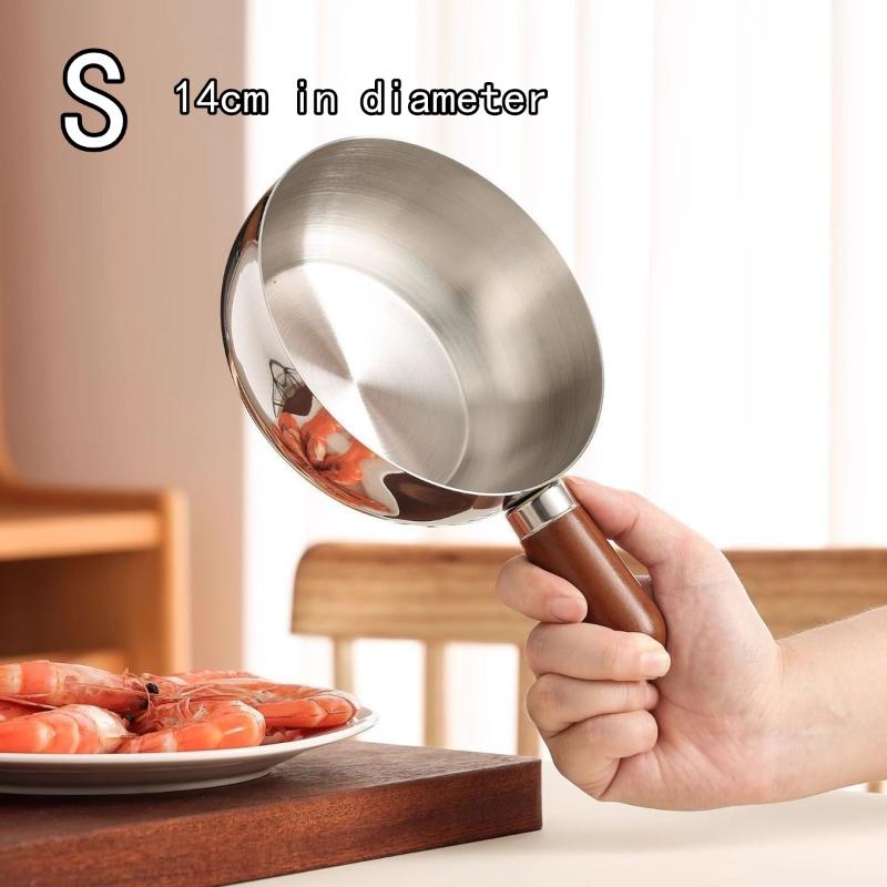 Edelstahl Instant Nudeltopf, Kleiner Topf für eine Person, Hochwertige Optik, Snacktopf aus Pfirsichholz, Kleiner Kochtopf