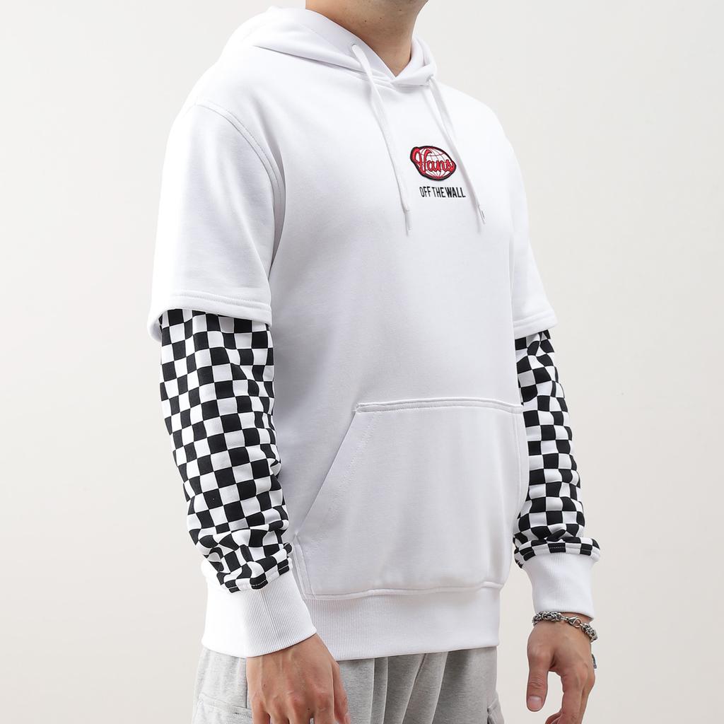 Vans Color Blocked Hooded Sweatshirt Black And White Checkerboard Men Hoodies VN0A7Q13WHT