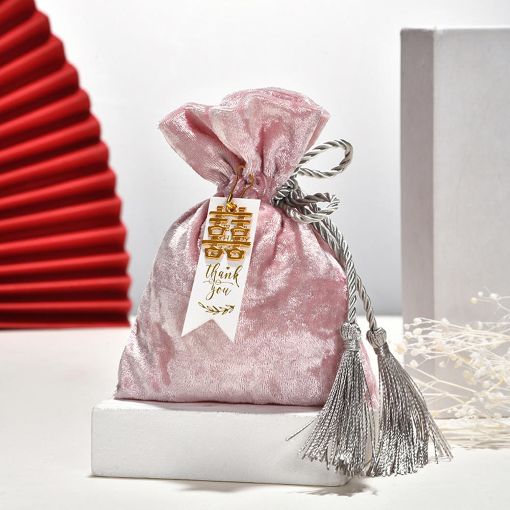 Velvet Wedding Candy Bag Tassel Drawstring Chocolate Gift Pouches Wedding Guest Gift Packaging Bags Party Jewelry Storage Bags