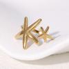 New Bohemia Trendy Gold Color Stainless Steel Ocean Starfish Star Rings for Women Men Personality Summer Beach Jewelry Colorfast