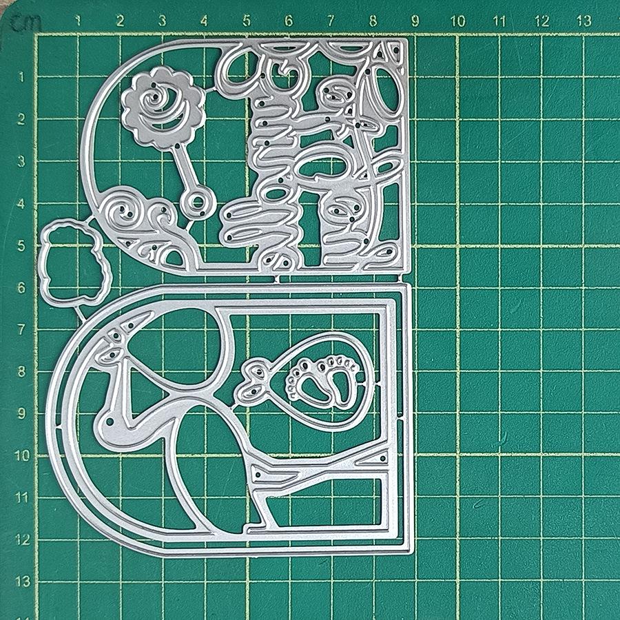 2024 3D Christmas Scene Frame Cutting Dies, 2-Piece Metal Set for DIY Scrapbooking