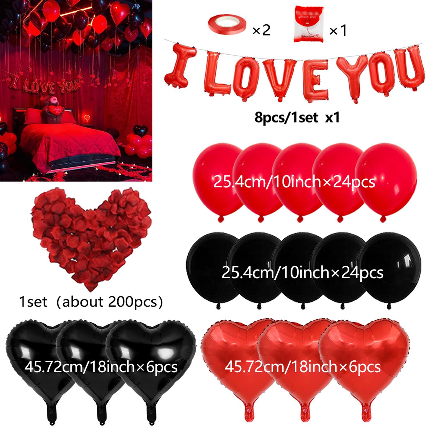 

Набор воздушных шаров на День святого Валентина ILOVEYOU Шарик из алюминиевой пленки в форме сердца Красные Черные Латексные Имитация лепестков для украшения вечеринки Other