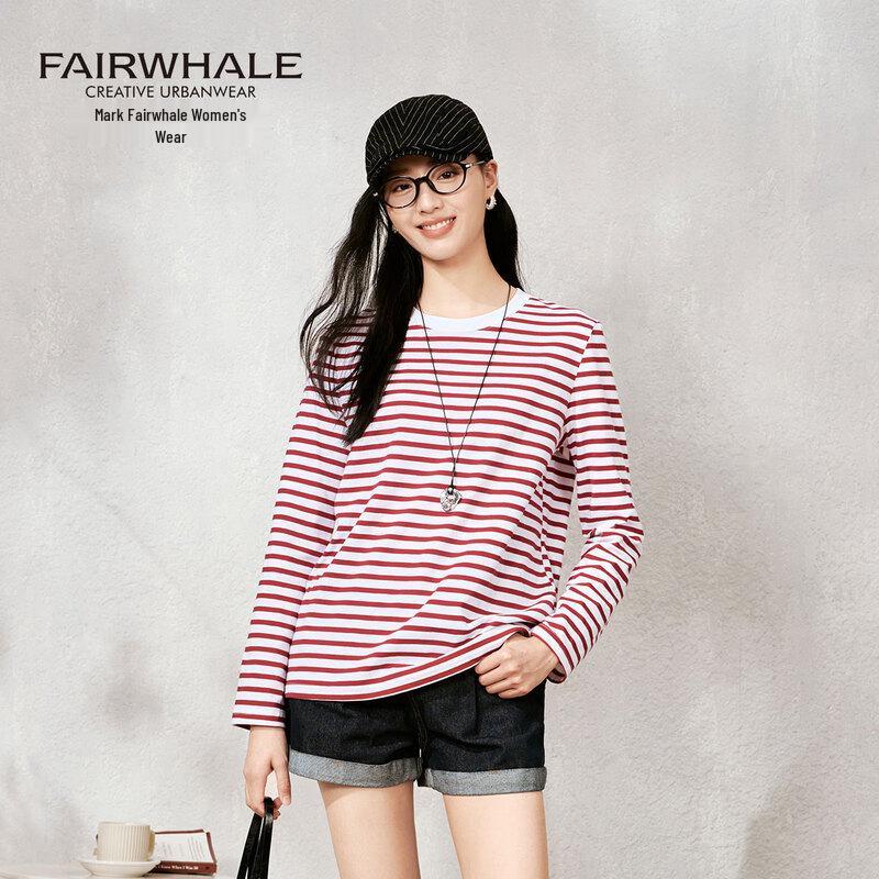 Mark Fairwhale Women s Striped 100% Cotton Long-Sleeve T-Shirt L