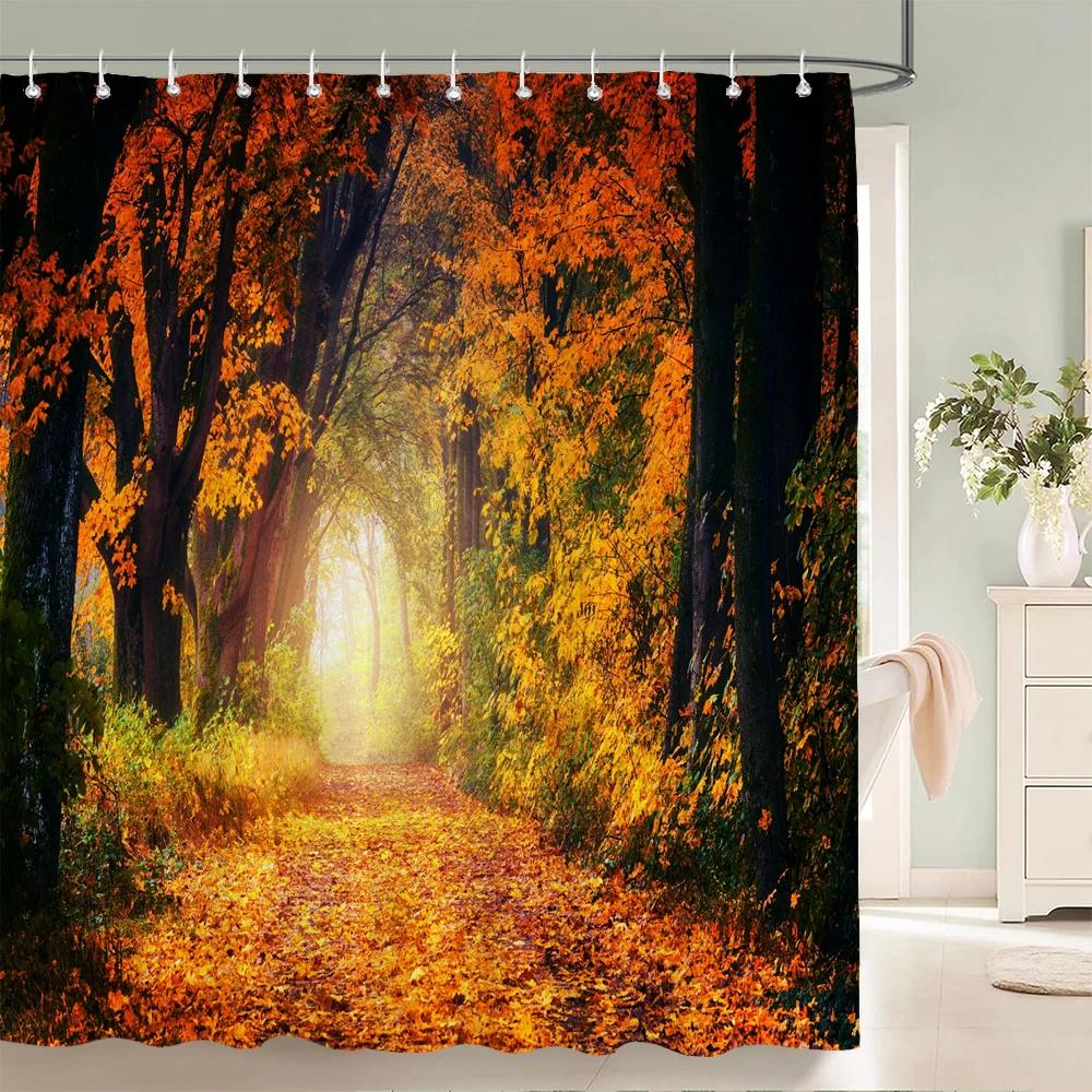 Nature Forest Waterfall 3D Shower Curtain landscape Bathroom Curtains Waterproof Fabric With Hooks Home Decoration Bath Curtain