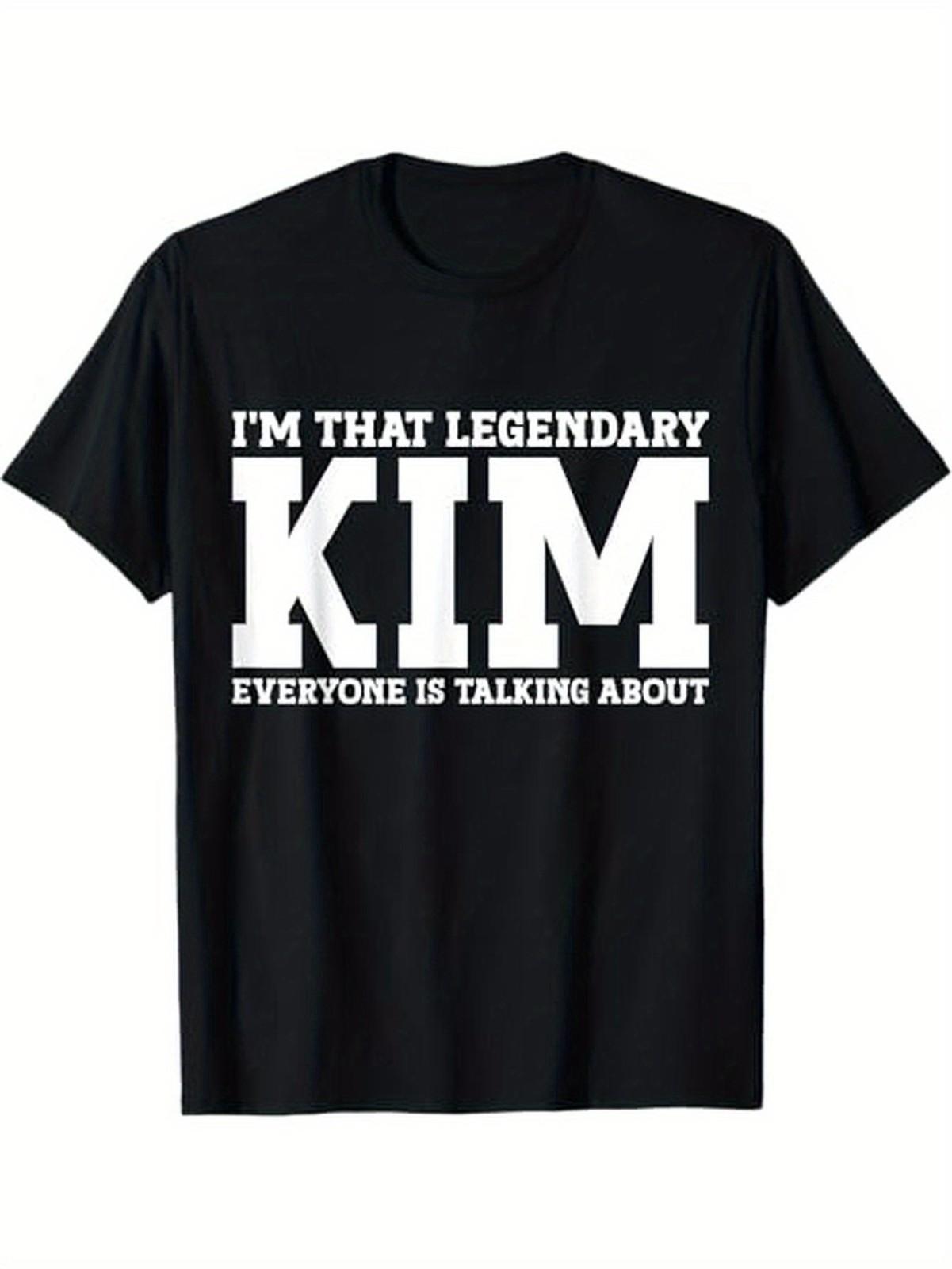 1pc Unisex Cotton T-Shirt with I m That Legendary Kim Print - Casual Crew S разноцветный