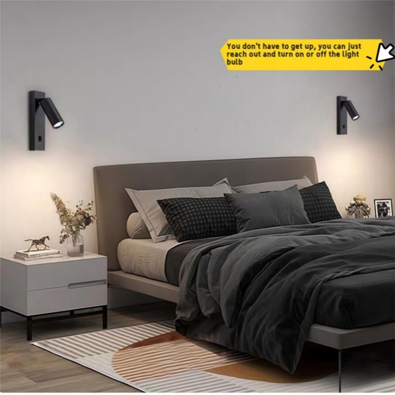 A25F-LED Reading Light Eye Protection Wall Lamp 360° Rotatable Folding 5W Spotlight Anti-Glare For Hotel Study Bedroom Hall