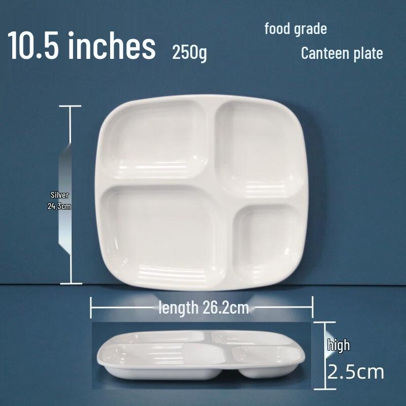 Square Melamine 4-Compartment Meal Tray