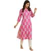 W Pink Floral Printed Rayon Straight Long Kurta for Women