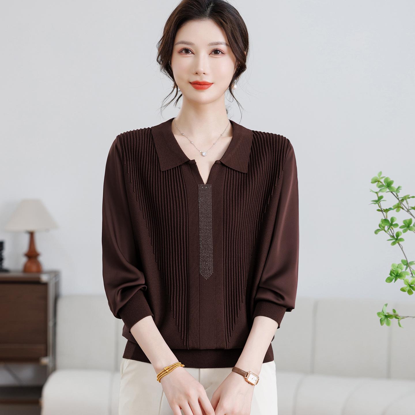 Mom s Spring Knit Sweater - Stylish Plus Size Top for Mid-Aged & Elderly Women 2XL (115-135 lbs)