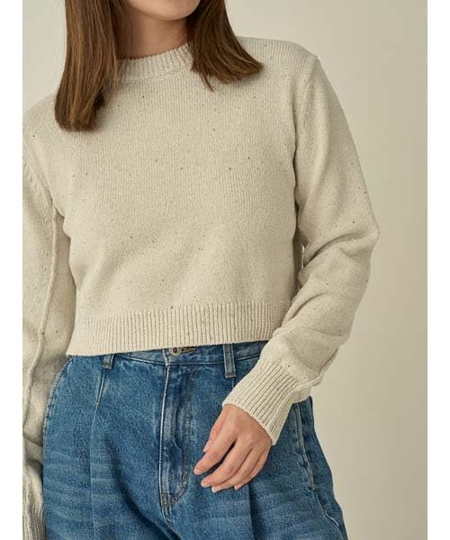 Emi Eco Knit Pullover 13WNT251052 IVR Free Size Small Lamé Women's