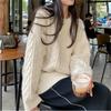 Retro pullover twist sweater for women's outerwear autumn and winter new loose lazy style solid color crew neck knitted top