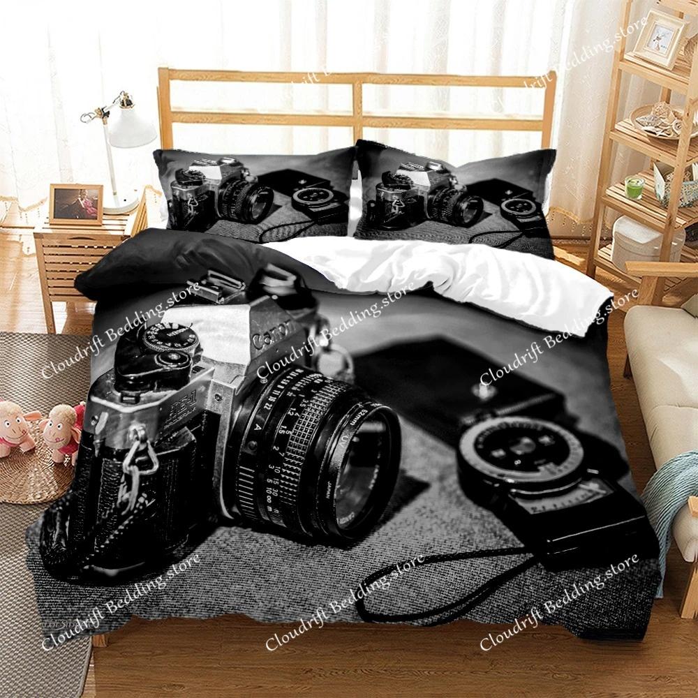 Vintage Camera Duvet Cover Fashion Comforter Bedding set Soft Quilt Cover and Pillowcases for Teens Boy SingleDoubleQueenKing