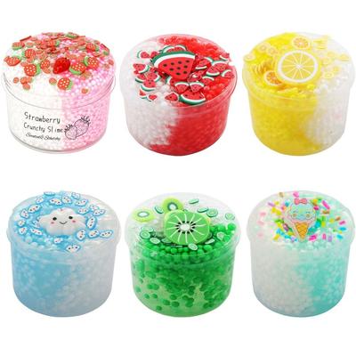 Weicher 70ml Kristallschleim Schaumkugel Glitzer Klarer Schleim Set Erdbeere Kiwi Stressabbau Schleim Set
