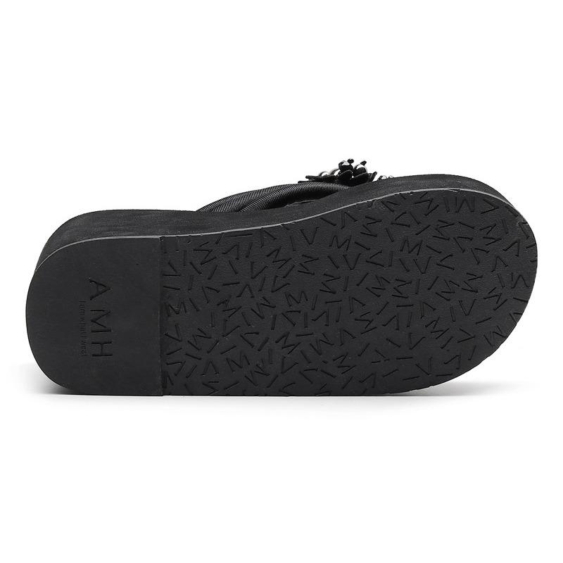 Șlapi de damă antiderapanți cu toc înclinat, sandale, papuci de casă pentru exterior, vacanță, malul mării, plajă