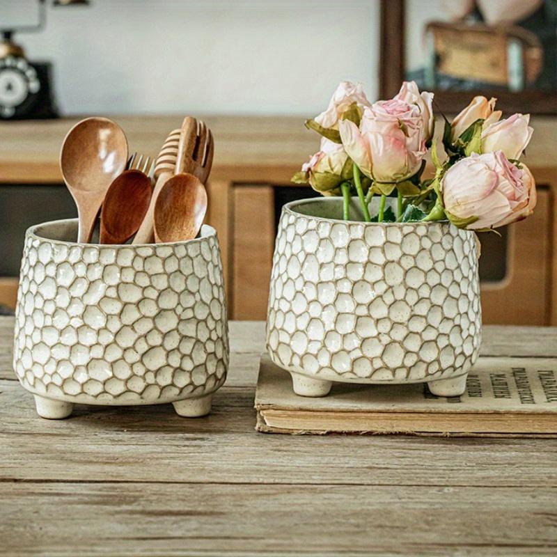 Zabawny ceramiczny pojemnik do przechowywania w kształcie szyszki na trzech nogach - Rurka na narzędzia kuchenne, Słoik ozdobny, Prezent świąteczny, Wytrzymały materiał ceramiczny