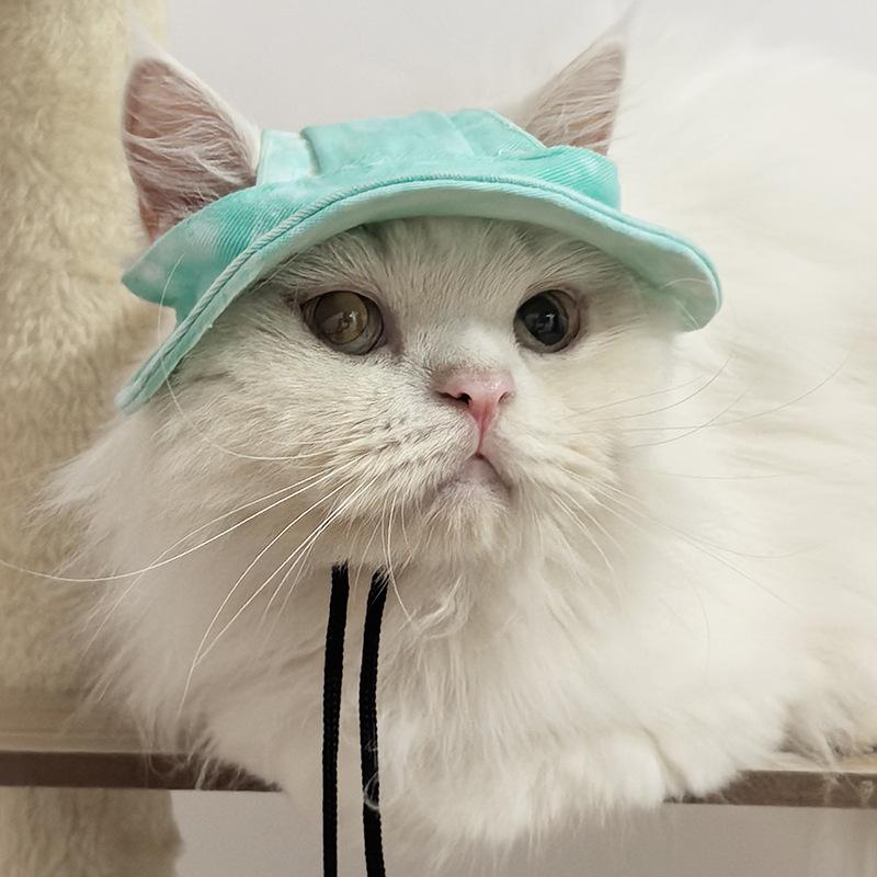 Sun Protection Hats for Dogs and Cats, Anti-sticking Hats, Anti-peeling Ears, Adjustable Rope Buckle Fisherman Hats for Pets