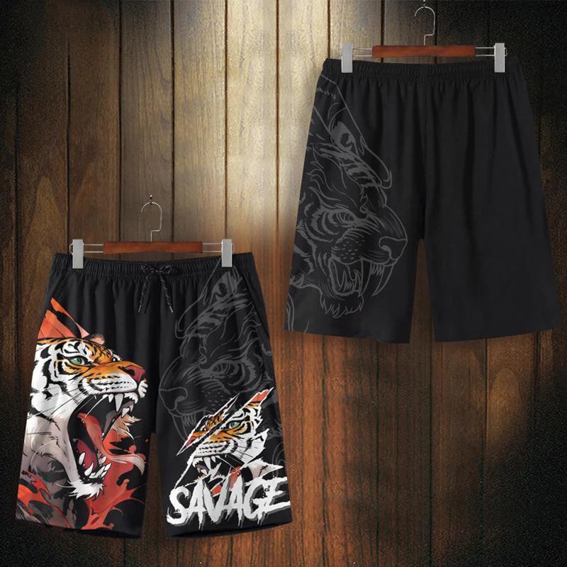 

Chinese Black Red Tiger Boxing Muay Thai Kickboxing Training Shorts Print Martial Art Boxer Unisex Men Women Kid Fighting Fitness Sport Gym Workout S