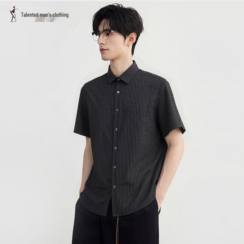 TRIES Men s 2026 Summer Short-Sleeve Striped Shirt XL
