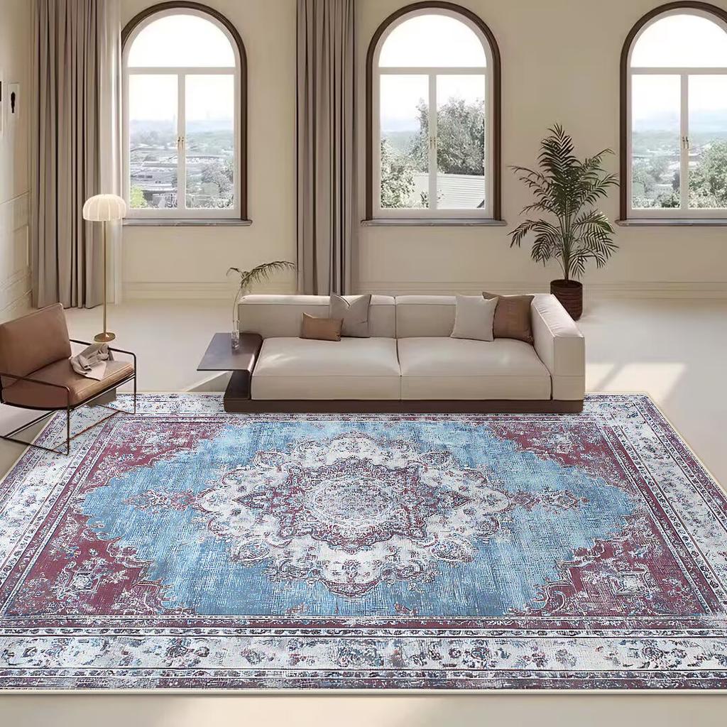 Vintage Persian High-end Carpet Living Room Sofa Washable Rug Home Luxury Decoration Large Bedroom Rug Non-slip Coffee Table Mat