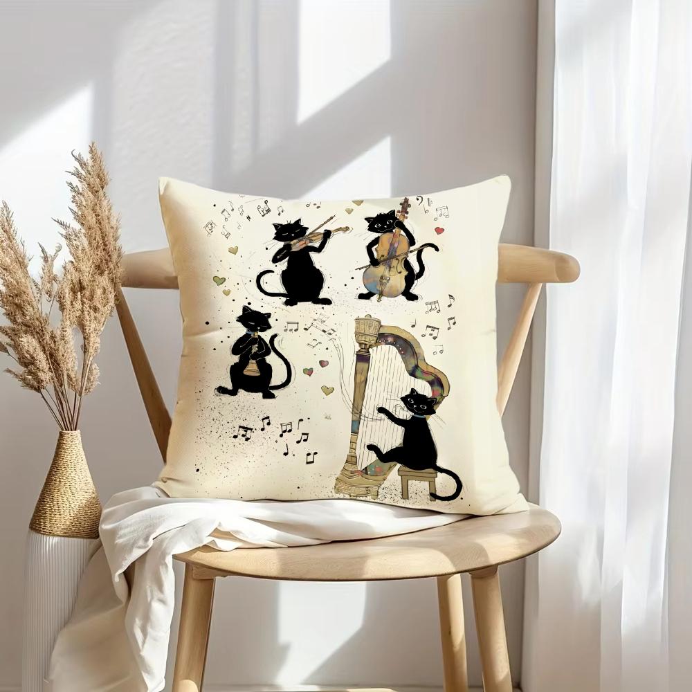 Bench Kitties Cushion Cover Soft Plush Throw Pillow Cover DoubleSided Decorative Cushion Case Sofa Bedroom Home Decor